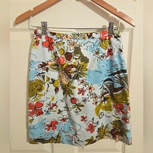 Casual Corner Annex Blue And White Floral Tropical Print Pencil Skirt Size 2